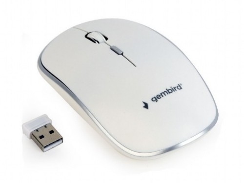 Wireless Mouse Gembird MUSW-4B-01, Optical, 800-1600 dpi, 4 buttons, Ambidextrous, 1xAA, White