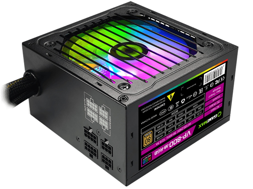 Power Supply ATX 800W GAMEMAX VP-800, 80+ Bronze, Active PFC, 120mm fan