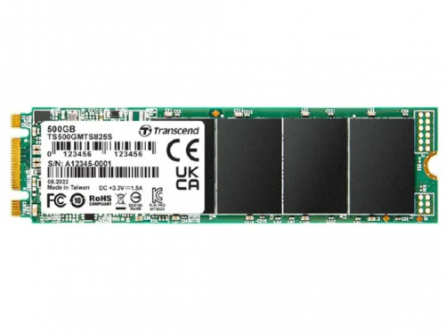 M.2 SATA SSD  500GB  Transcend  TS500GMTS825S  80mm, R/W:530/480MB/s, 55K/75K IOPS, 180 TBW