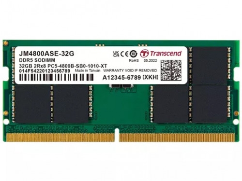 32GB DDR5-4800MHz   Transcend JetRam, PC5-38400U, 2Rx8, CL40, 1.1V, on-die ECC