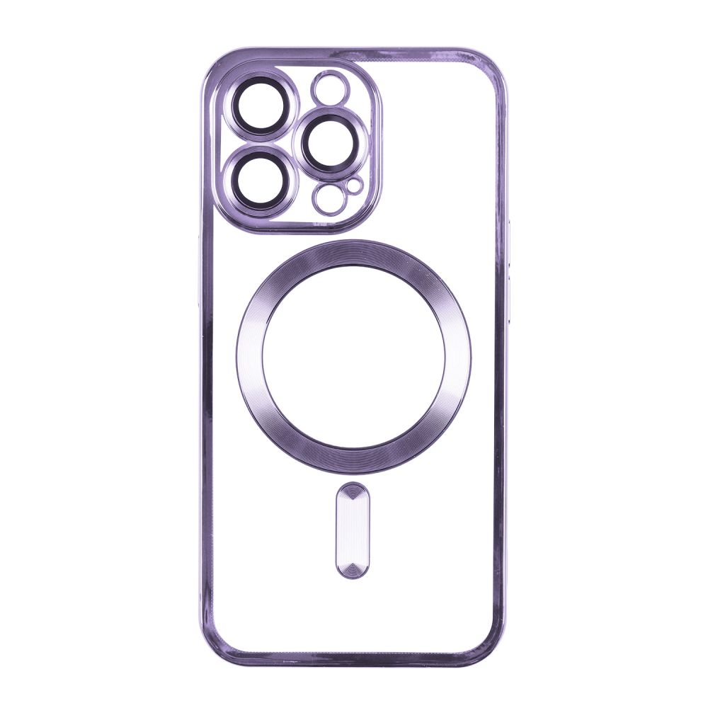 Чехол TPU Metallic Full Camera with Magsafe для Iphone 12 (Purple)