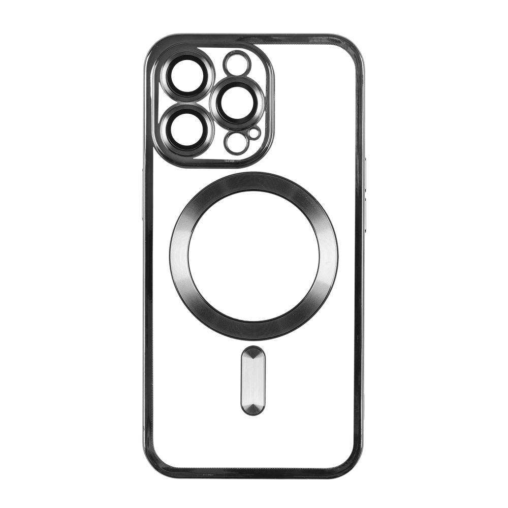 Чехол TPU Metallic Full Camera with Magsafe для Iphone 15 Pro Max (Black)