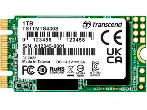 M.2 SATA SSD  1.0TB  Transcend  MTS430S  [42mm, R/W:560/520MB/s, 85K/85K IOPS, SM2258, 560TBW]
