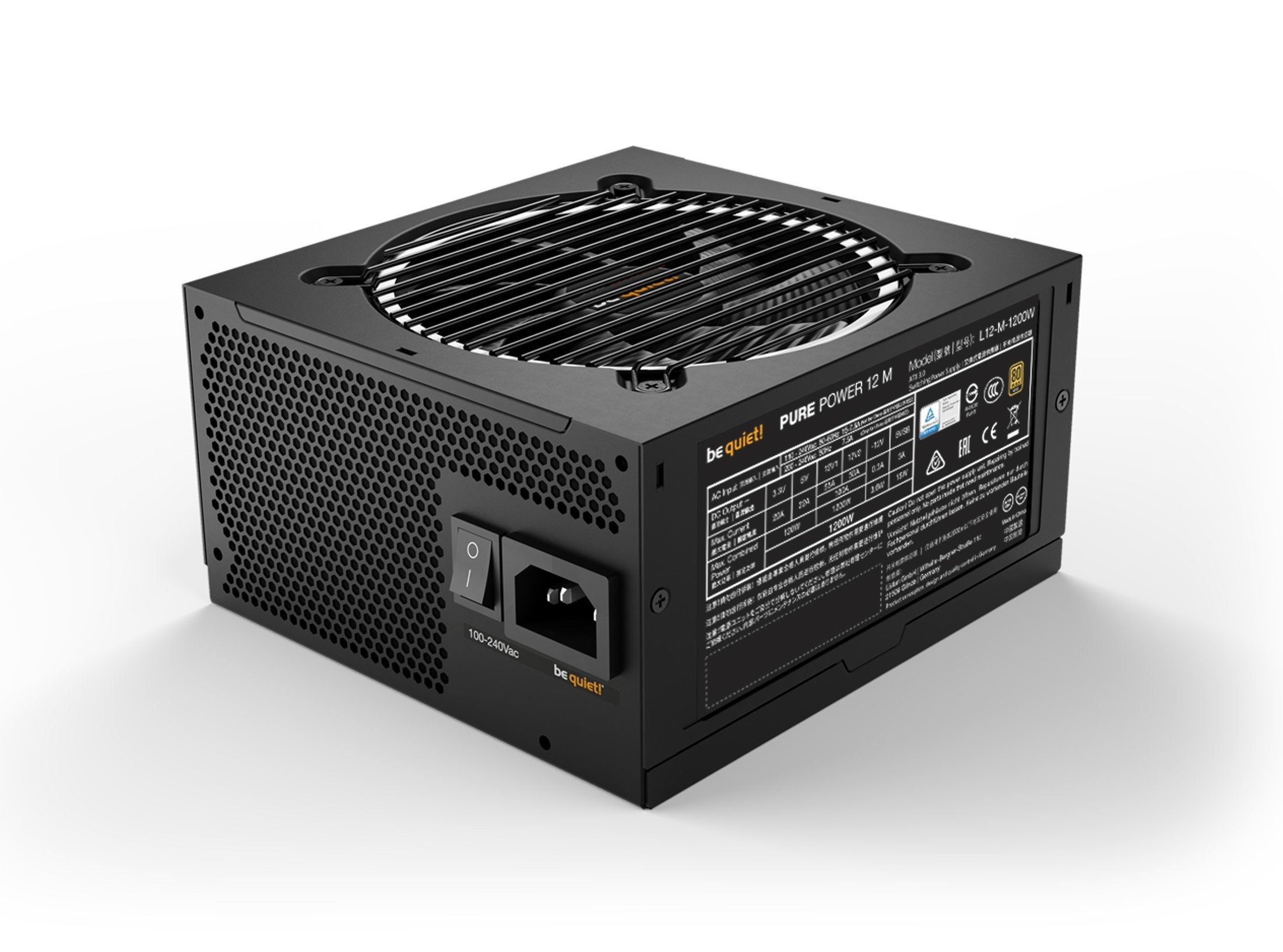 Power Supply ATX 1200W be quiet! PURE POWER 12 M, 80+ Gold, 120mm, Active PFC, SR+LLC+DC/DC, ATX 3.0