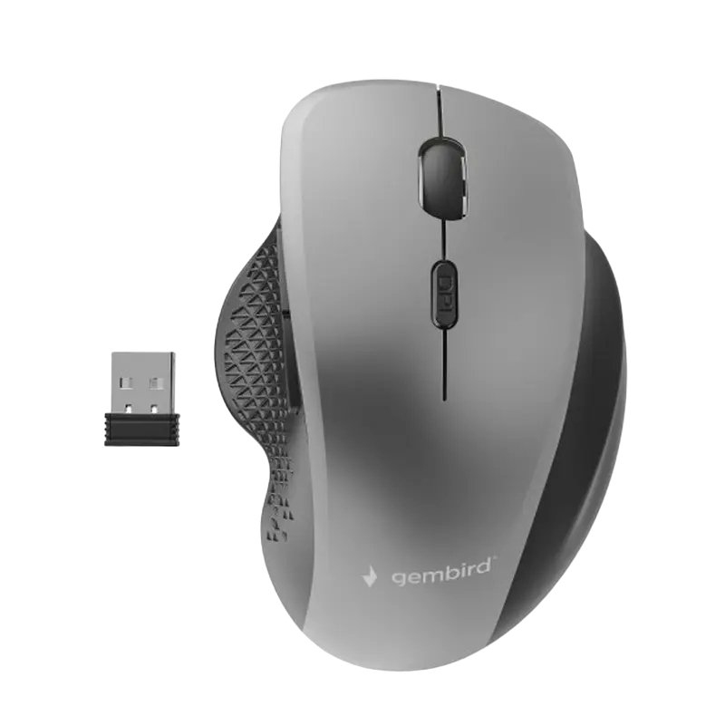 Wireless Mouse Gembird MUSW-6B-02-BG, Optical, 800-1600 dpi, 6 buttons, Ergonomic, 1xAA, Black/Gary