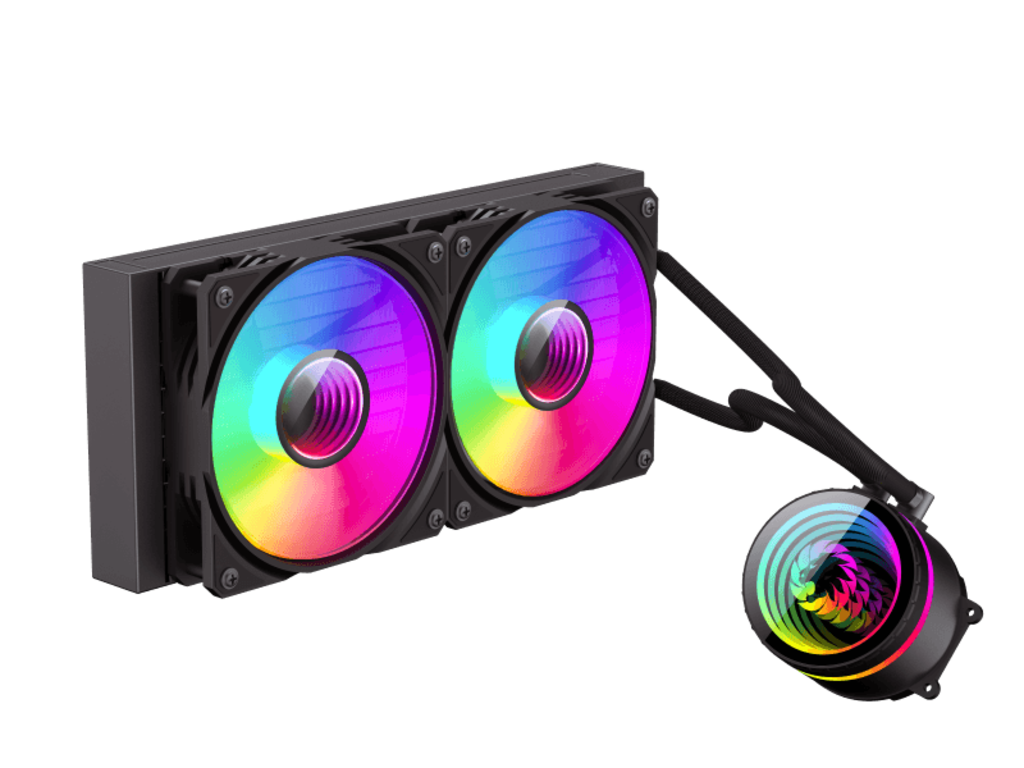 AIO Liquid Cooling Gamemax IceBurg 240 Infinity (32 dB(A), 62.82CFM, 2x120mm, ARGB, Dsplay. TDP 2)