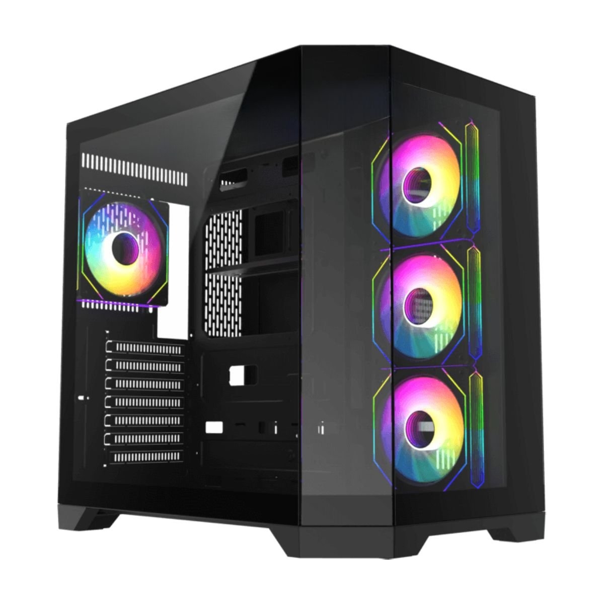 Case ATX GAMEMAX HYPE-A, w/o PSU, 0.5mm, 4x120mm ARGB fans, ARGB Hub, Front & Side Tempered Glass