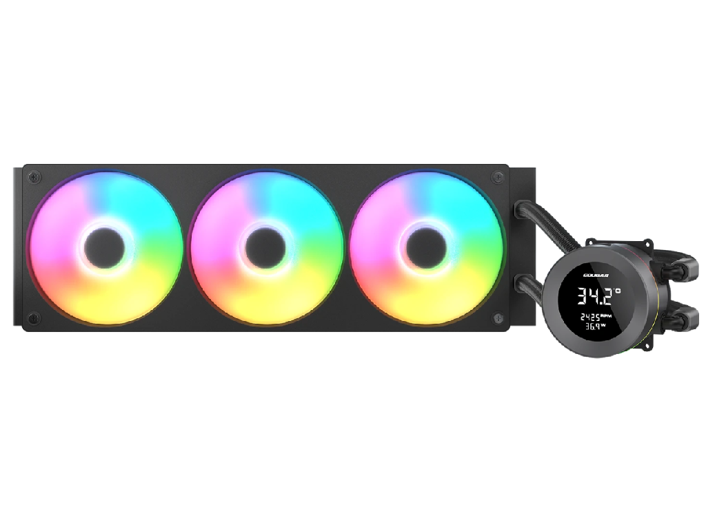 AIO Liquid Cooling Cougar Poseidon Vistek ARGB 360 (38 dB(A), 78.2 CFM,2x120mm,ARGB,2240g) Black