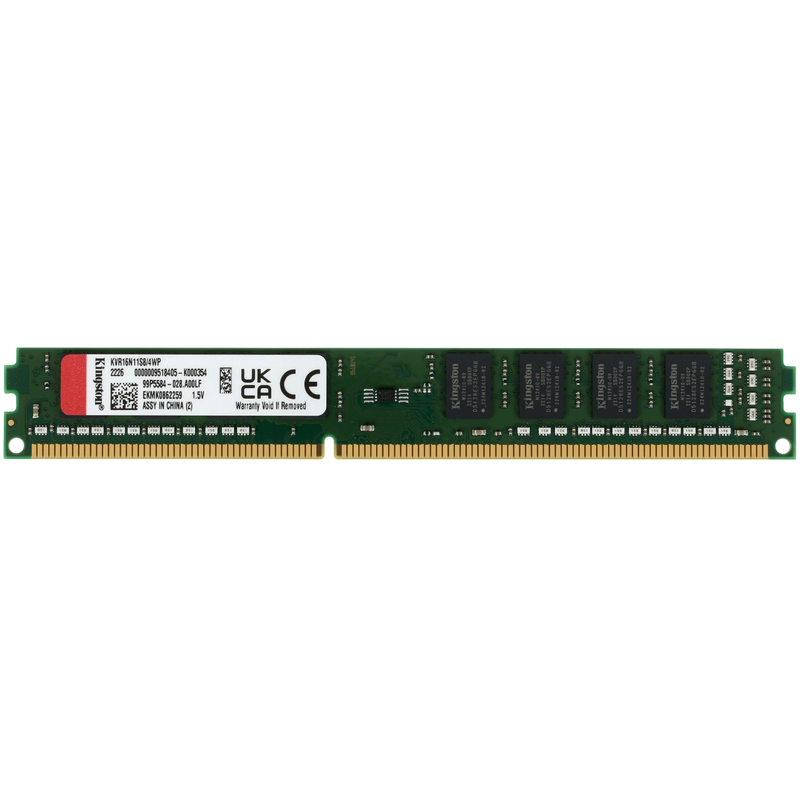 4GB DDR3- 1600MHz  Kingston ValueRAM  (KVR16N11S8/4WP), CL11, 1Rx8, 1.5V
