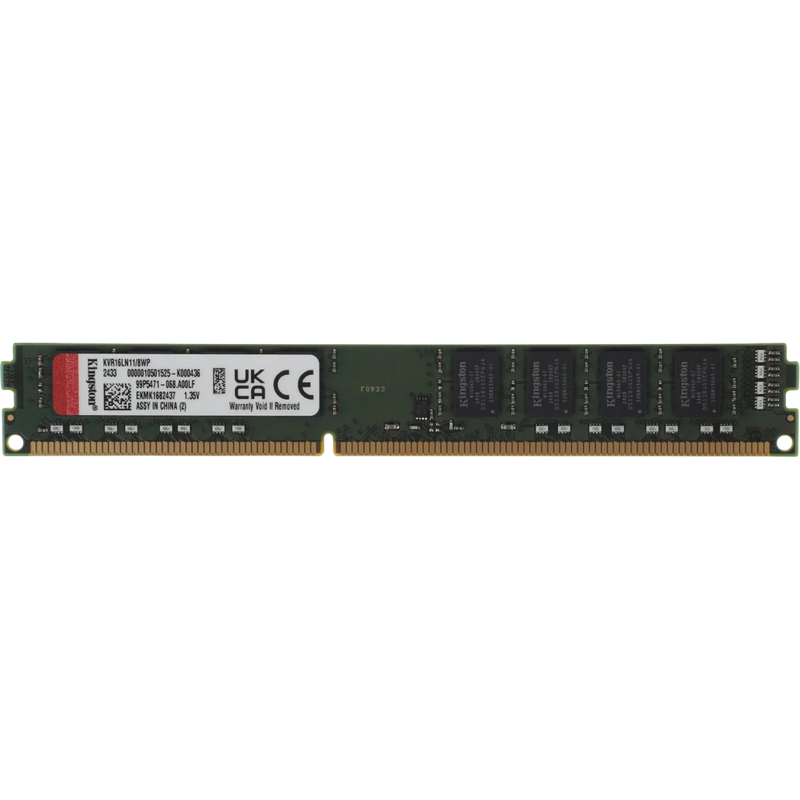 8GB DDR3- 1600MHz  Kingston ValueRAM (KVR16LN11/8WP), CL11, 2Rx8, 1.35V