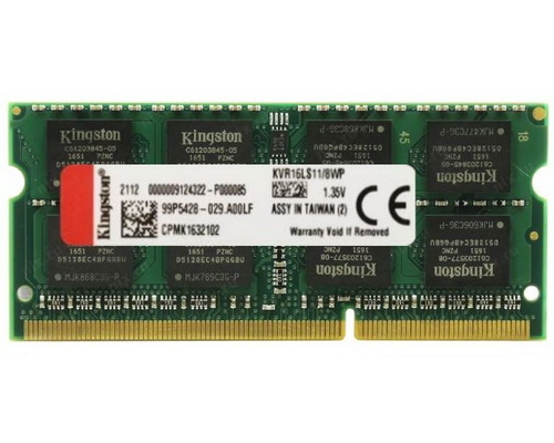 8GB DDR3 1600MHz SODIMM 204pin Kingston ValueRAM (KVR16LS11/8WP), CL11, 2Rx8, 1.35V