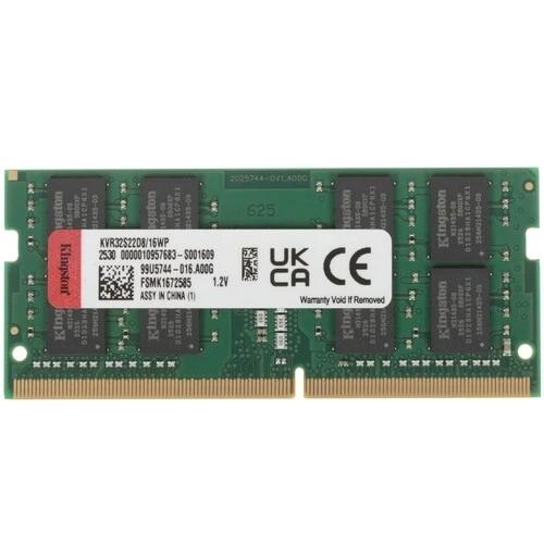 16GB DDR4- 3200MHz SODIMM Kingston ValueRAM (KVR32S22D8/16WP), 2Rx8, CL22, 260pin, 1.2V