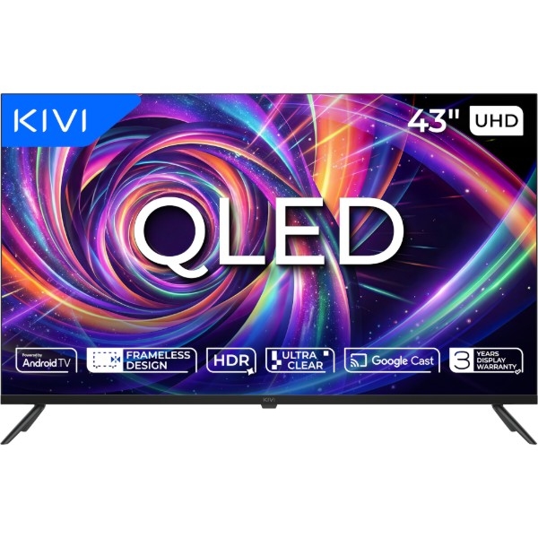 43' LED SMART TV KIVI 43U7000MB, QLED, 4K UHD, Android TV, Black