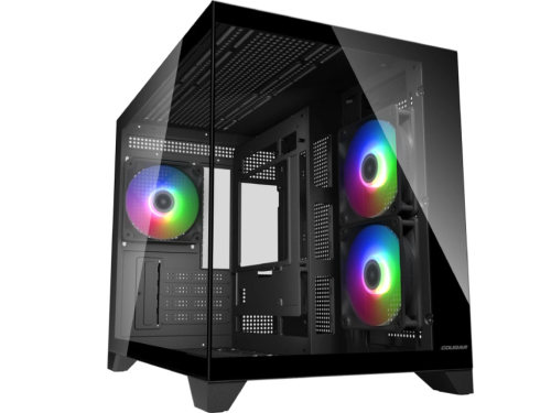Case mATX Cougar FV150 Mini RGB w/o PSU, 2x120revers, 1x120rear, TG: Front&Side, 2xUSB3.0, 1xUSB-C