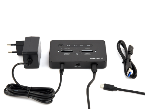 M.2 SSD docking station SATA & NVME, Type-C, Black, Gembird DD2-U3M2