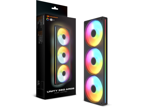 PC Case Fan Cougar Unity360-FB, Cooling kit, 3x120mm ARGB, 363.3x125x25mm, 700-1600 RPM, 33.5 dBA