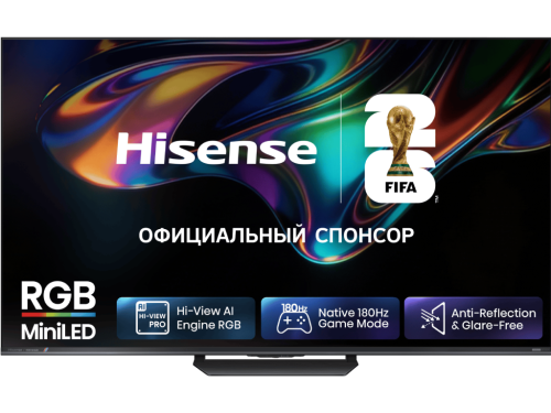 55' LED SMART TV Hisense 55UR8S, RGB Mini LED, 4K UHD, VIDAA OS, Black