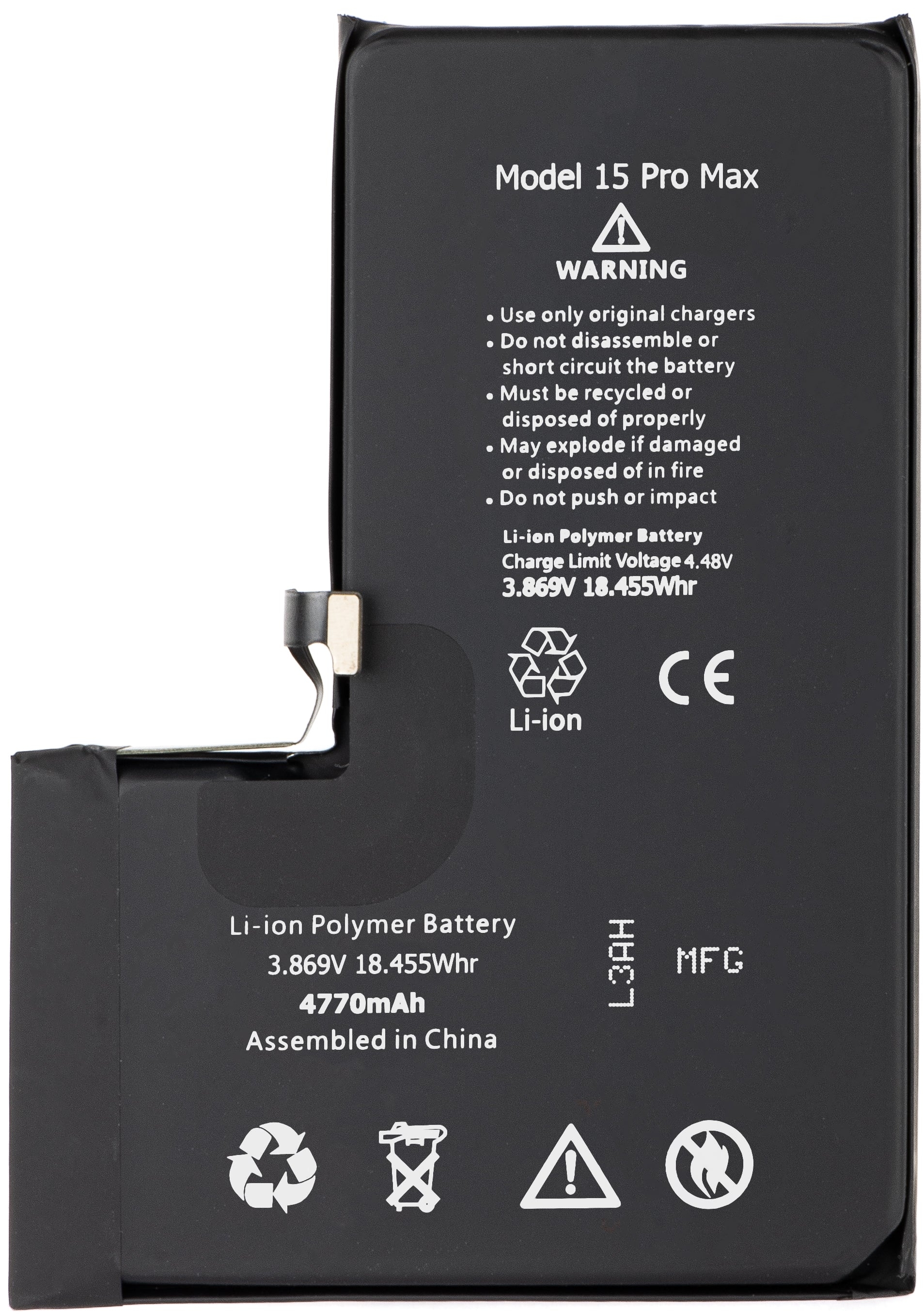 Battery for Apple iPhone 15 Pro Max / 4770mAh High Capacity