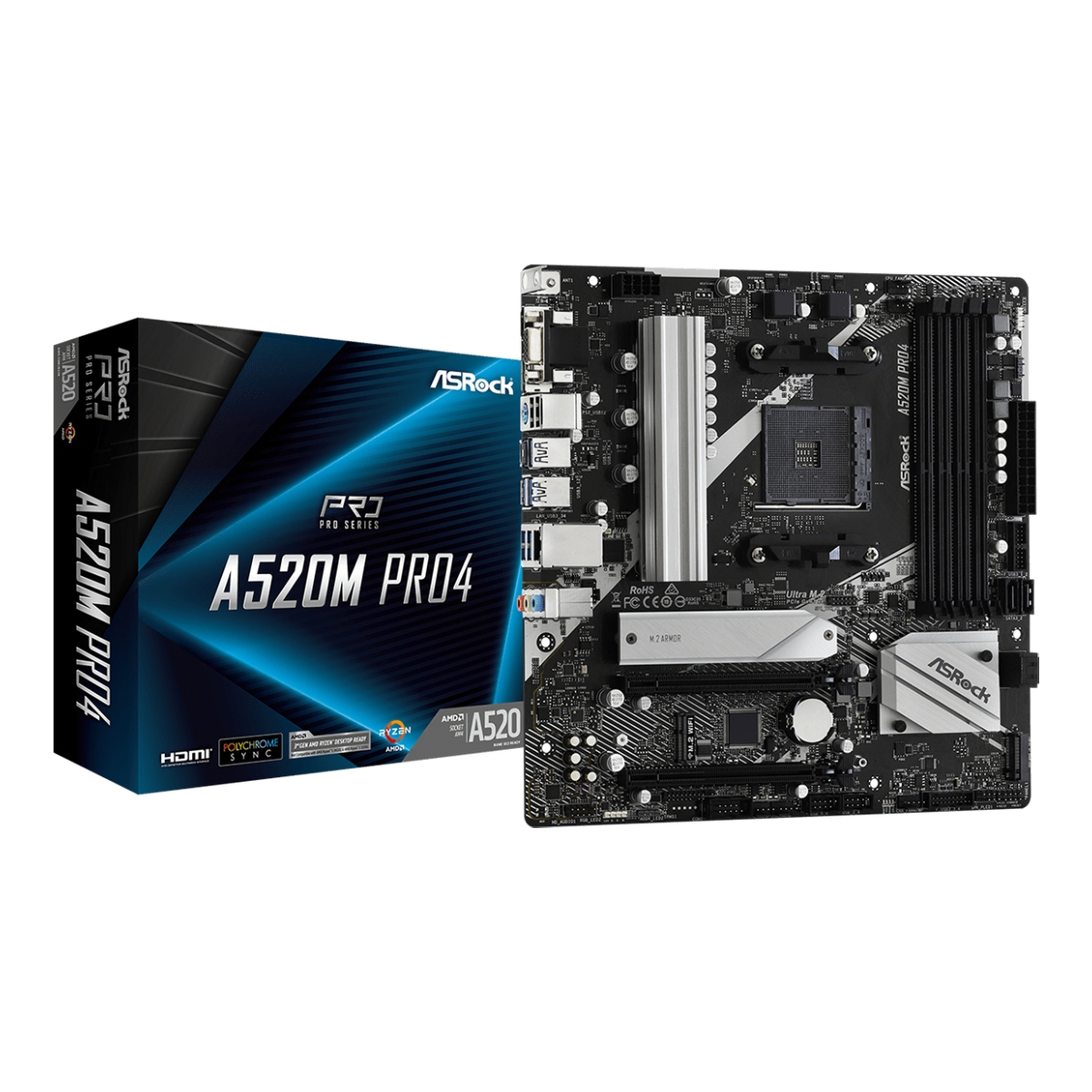 MB AM4 ASRock A520M PRO4  mATX  Micro-ATX Socket: AM4