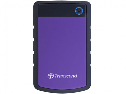 1.0TB (USB3.1) 2.5' Transcend 'StoreJet 25H3P', Rubber Grey/Violet, Anti-Shock, One Touch Backup