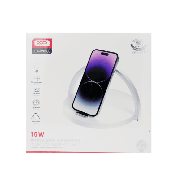 XO WX030 15W Wireless Charger + Night Light + Mobile Phone Holder 3 in 1 White