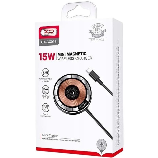 XO CX013 transparent design magnetic 15W wireless charger Brown
