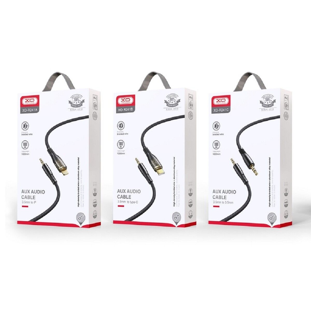 XO NB-R241A Lightning to 3.5 Transparent audio cable Black