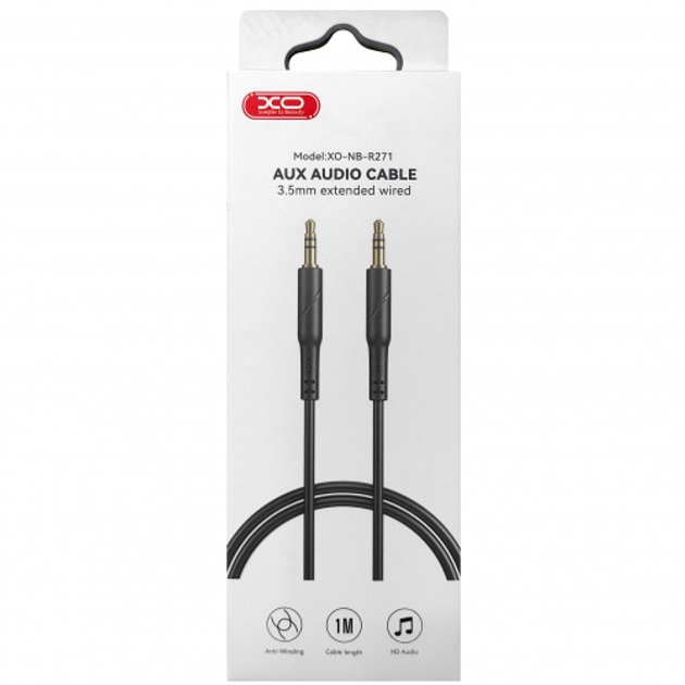 XO NB-R271 Straight PVC 3.5 to 3.5 1m Audio Cable Black