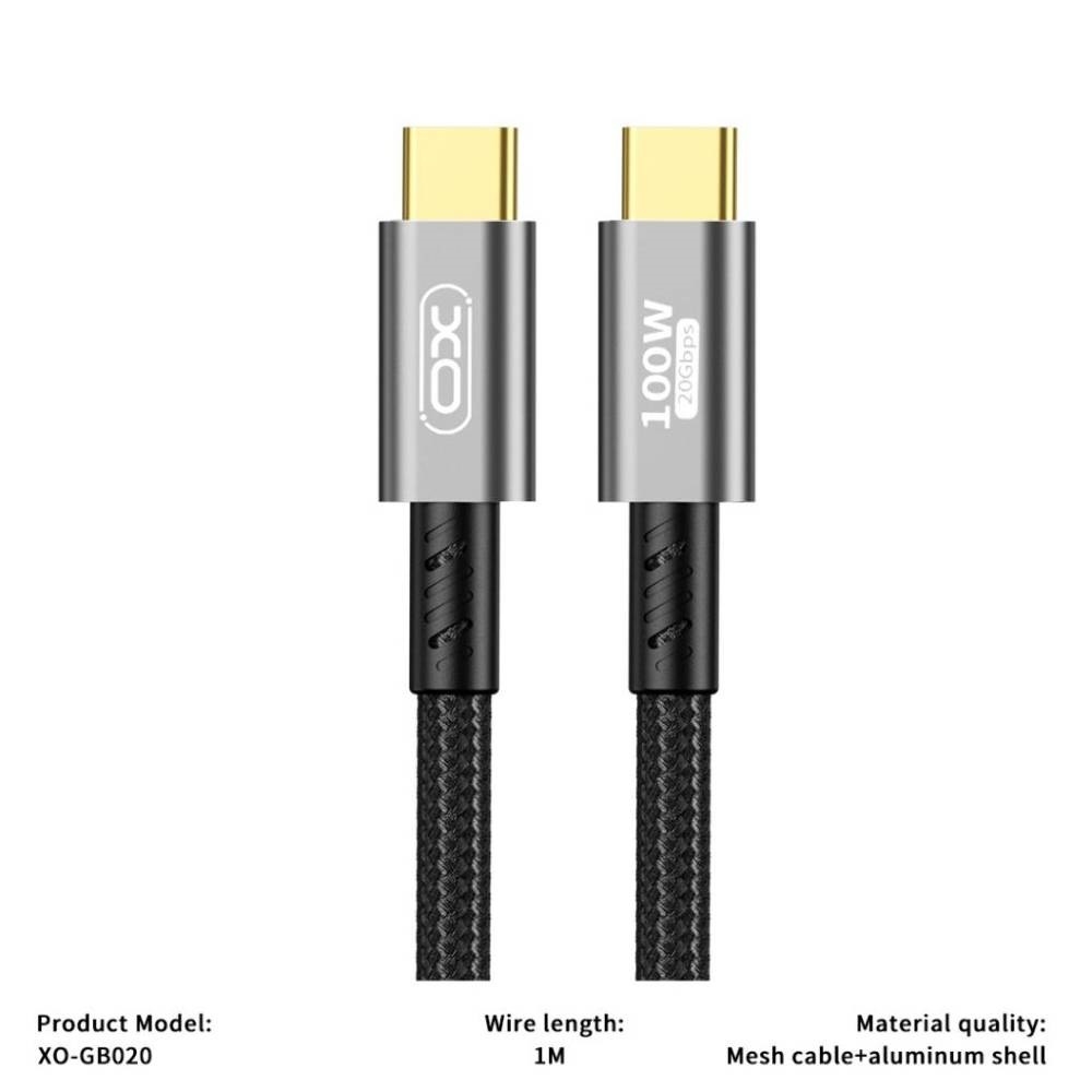 XO GB020 USB3.2 Transfer 20G / 4K@60HZ+Charge 100W Data Cable 1M Tranish