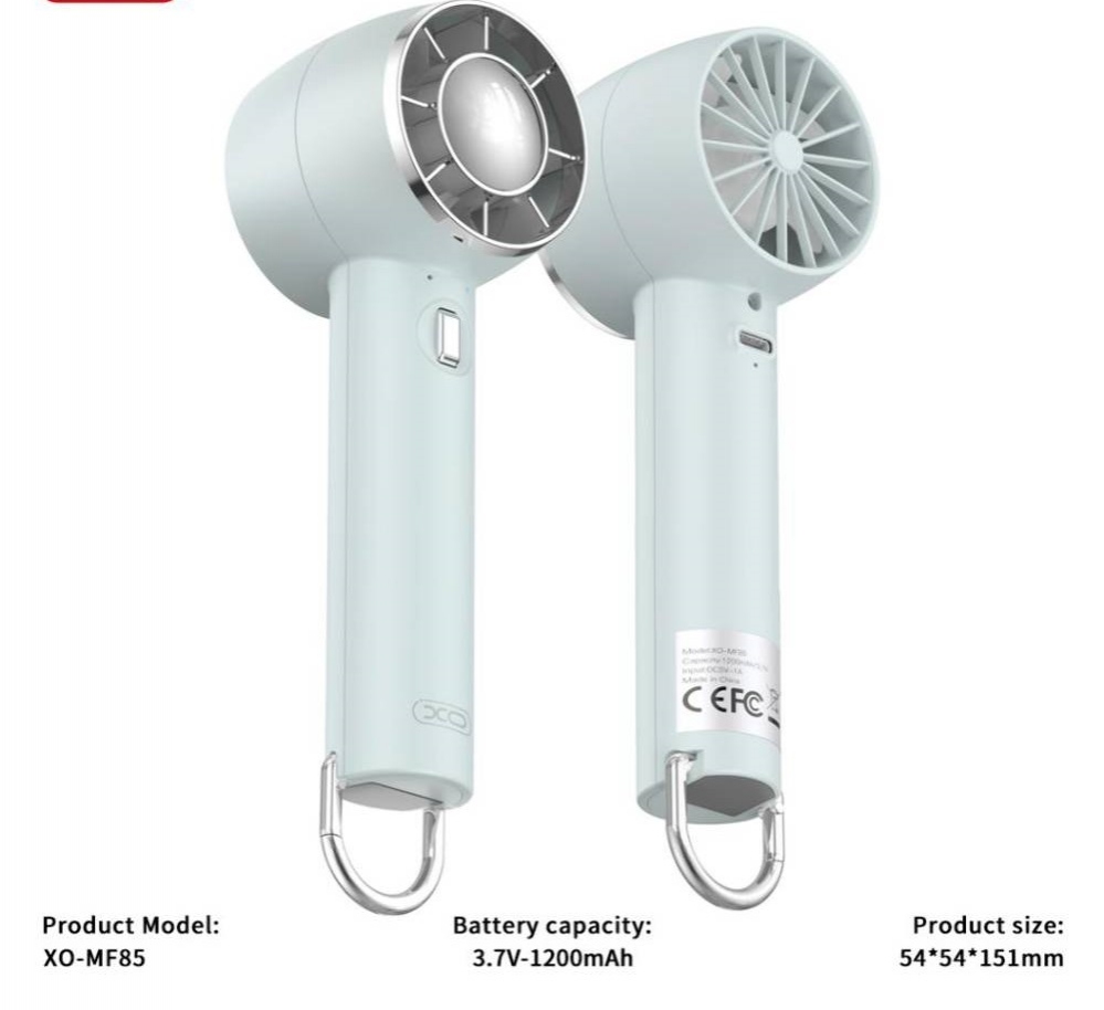 XO MF85 Desktop/Handheld Fan 1200mAh White