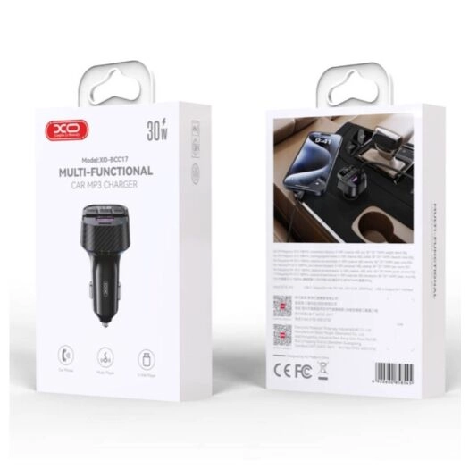 XO BCC17 Smart Bluetooth MP3 A+C Dual Port PD30W Car Charger Black