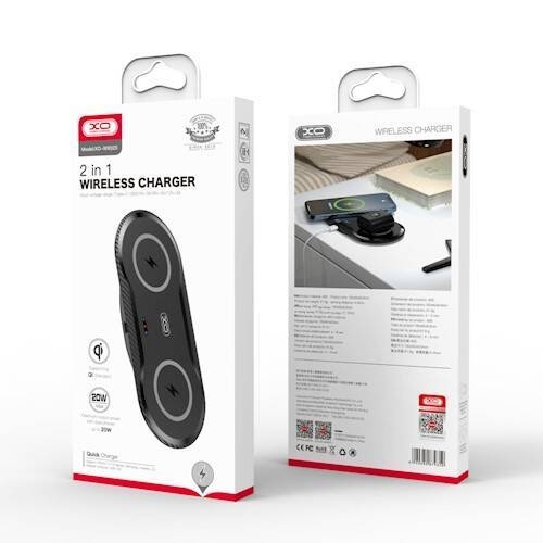 XO WX025 20W 2 in 1 Desktop Wireles Charger(Can charge two mobile phones at the same time) Black