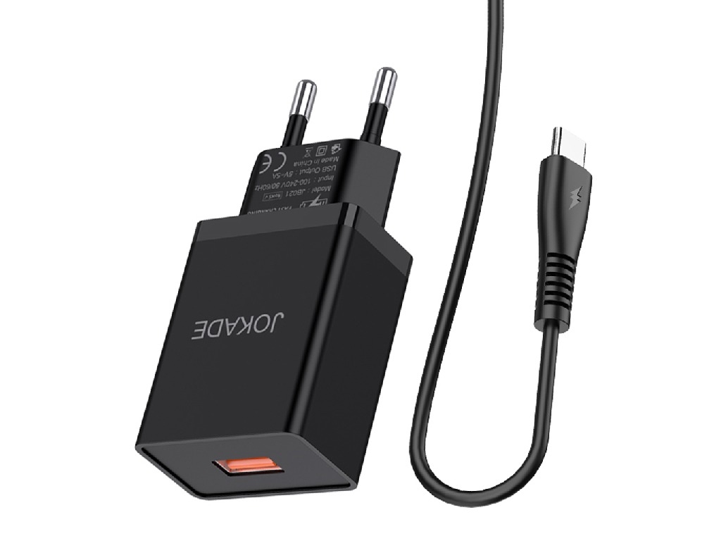 Jokade JB048 MIGAO Series Single Port Smart Charger Set (European Standard)  Type-C) Black