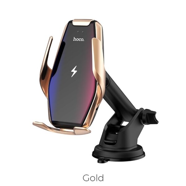 Hoco S14 Surpass automatic induction wireless charging car holder gold