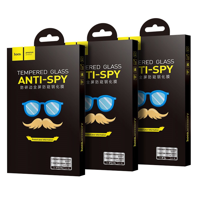 Hoco Shatterproof edges full screen anti-spy tempered glass for iPX/XS/11 Pro(A13) black