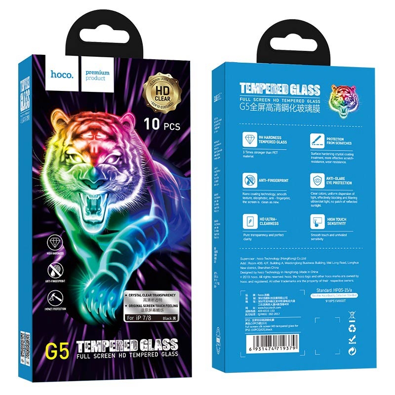 Hoco Full screen silk screen HD tempered glass set for iPXS Max/11 Pro Max(G5) black