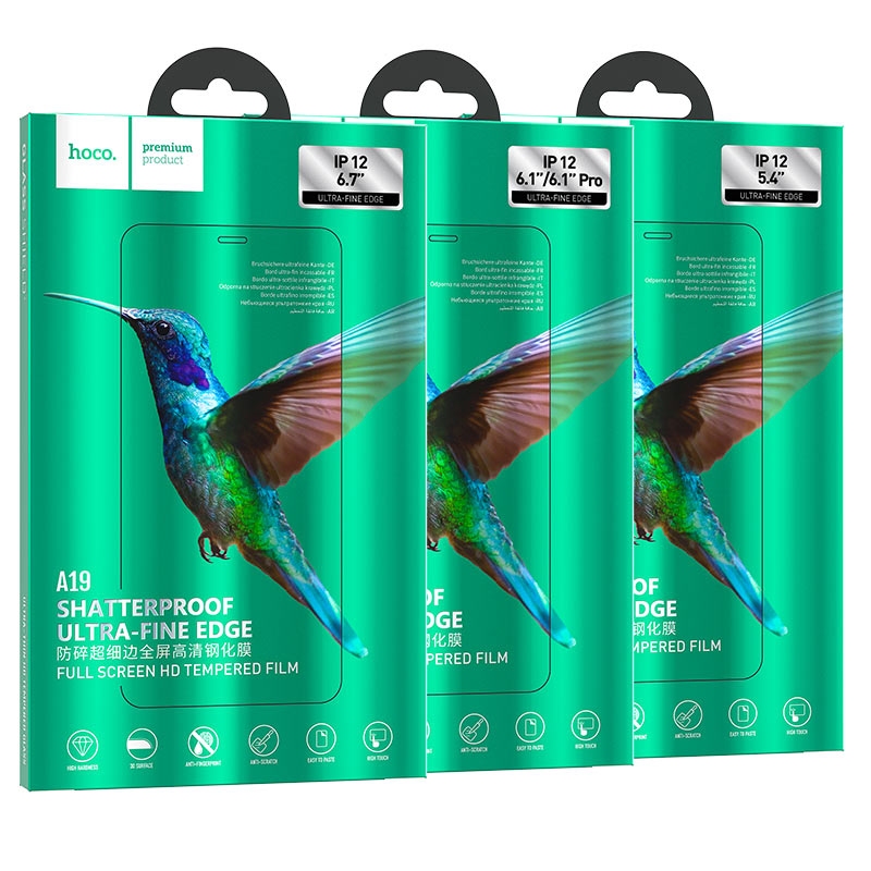 Hoco Shatterproof ultra-fine edge full screen HD tempered film for iP12/12 Pro(A19) black