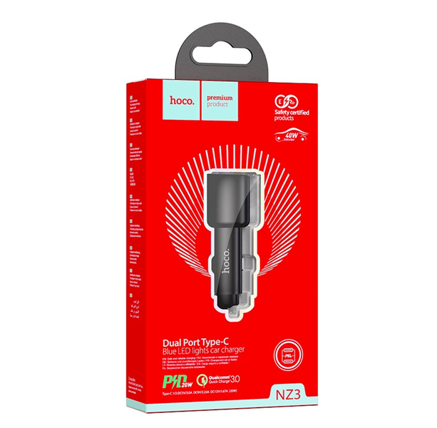 Hoco NZ3 Clear way 40W dual port PD car charger