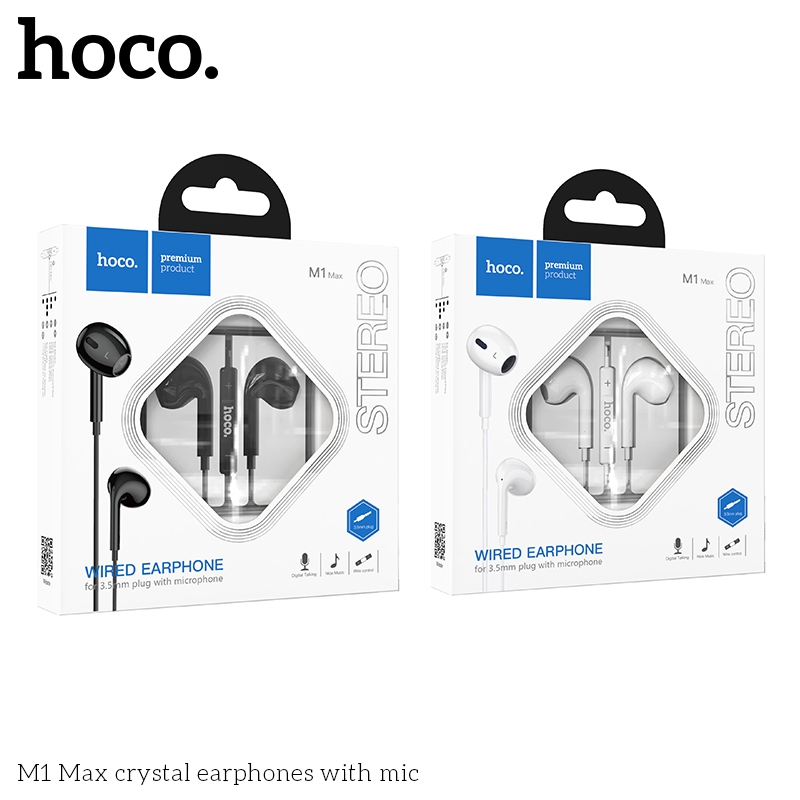 Hoco M1 Max crystal earphones with mic white