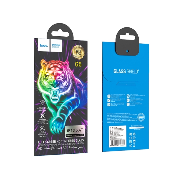 Hoco Full screen silk screen HD tempered glass set for iPhone 13 / 13 Pro / 14 / 16E (G5) black