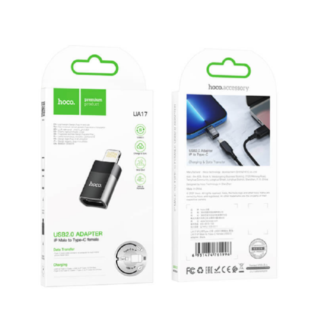 HOCO UA17 iP Male to Type-C female USB2.0 adapter black