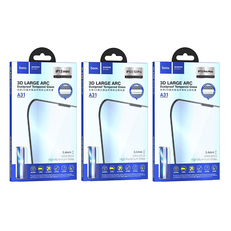 Hoco Full screen 3D large arc dustproof tempered glass for ip13/13 Pro(A31) black