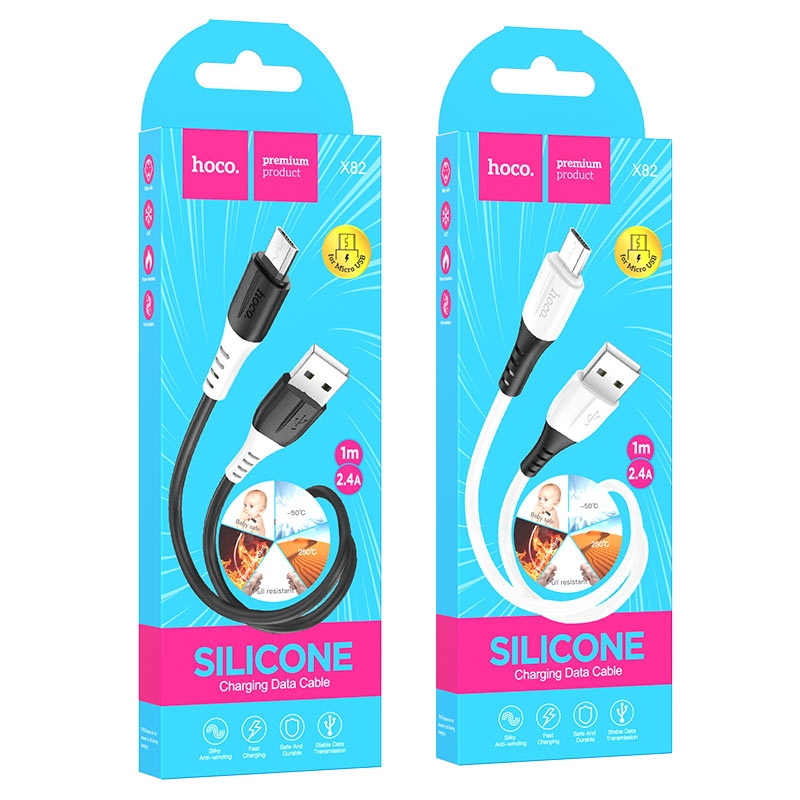 Hoco X82 Micro silicone charging data cable white
