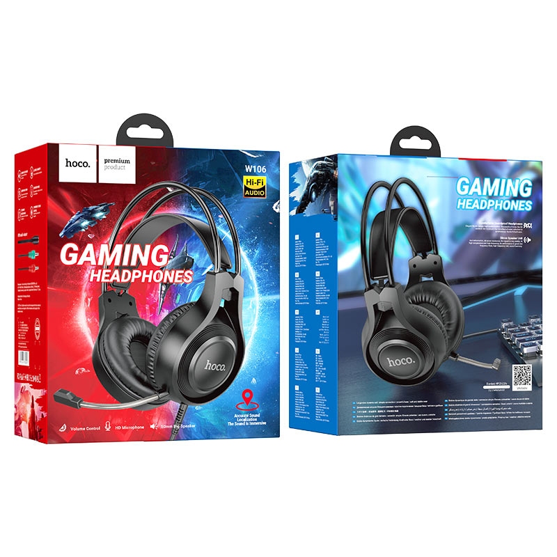Наушники HOCO W106 Tiger gaming headset Black