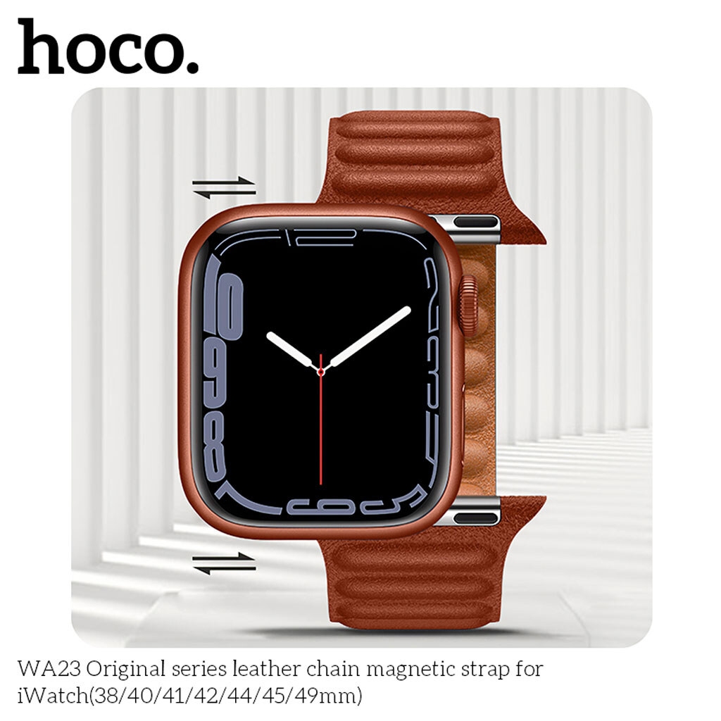 Hoco WA23 Original series leather chain magnetic strap for iWatch(38/40/41mm) brown