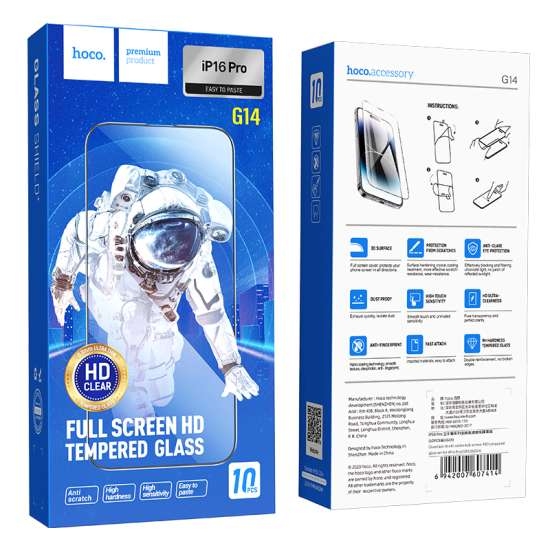 Hoco Guardian shield series full-screen HD tempered glass set for iP16/15 (G14)
