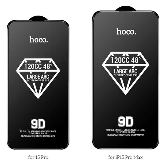 Hoco 9D large arc dustproof glass for ip15 Plus(A34) black