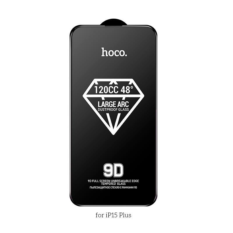 Hoco 9D large arc dustproof anti-spy glass for ip15 Plus(A34 Plus) black