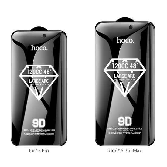 Hoco 9D large arc dustproof anti-spy glass for ip15 Pro Max(A34 Plus) black