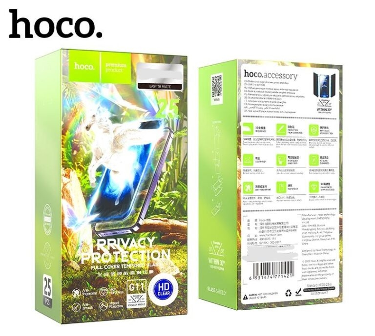 Hoco Full screen HD privacy protection tempered glass set for iPhone 15 Pro(G11) black